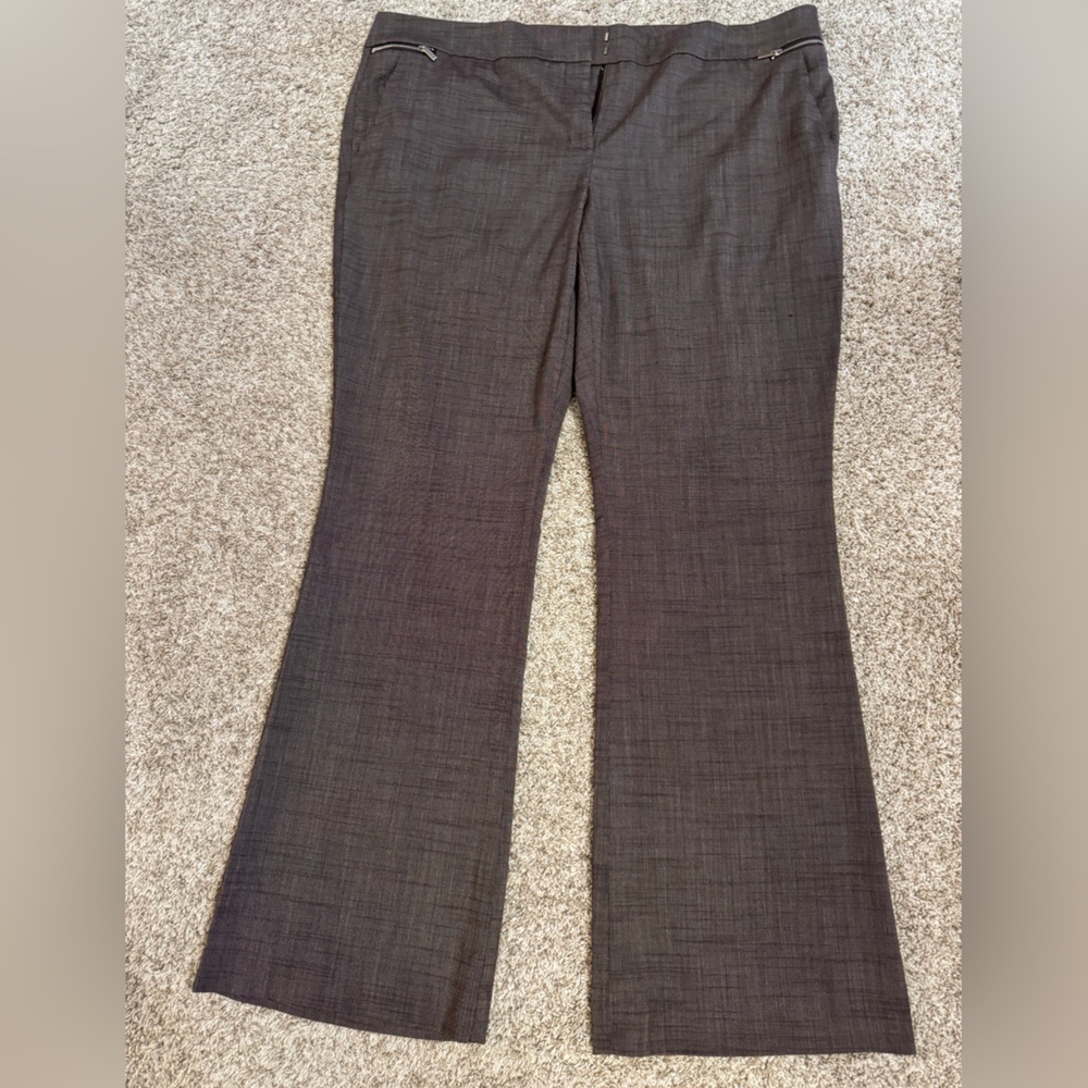 NY & Company Women’s 7th Avenue Dress Pants, Zipper detail, Brown, Sz 18